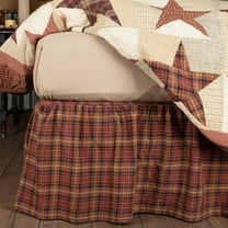VHC Brands Abilene Star Twin Bed Skirt 39x76x16 Country Bedding Accessory, Burgundy