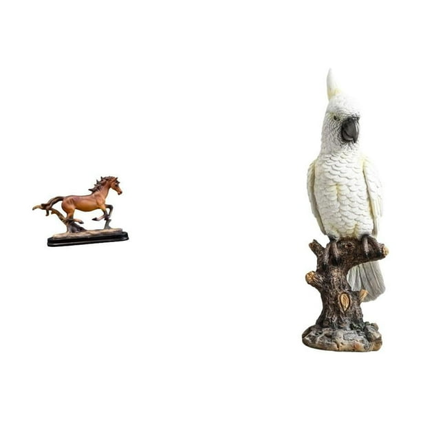 Figura de caballo,Figura coleccionable de caballo en miniatura,Adorno de caballo de resina,estatua de animal,decoración para el hogar,Figura de escritorio,Figura de loro para