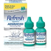 Refresh Optive Advanced Lubricant Eye Drops For Dry Eyes, 0.33 Fl Oz Sterile (4 Count)