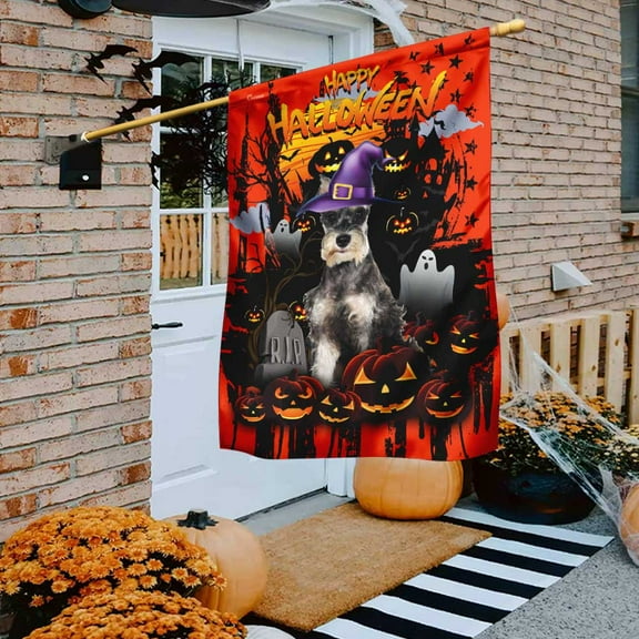 Flagwix Halloween Flag, Schnauzer Halloween Decoration, Fall Decor, Outdoor Canvas Double-sided Printed Flag 30x40 House Flag