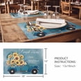 thumbnail image 3 of Placemats Set of 6, Truck Sunflowers Woven Placemat, Linen Place Mats for Kitchen/Dining Tables, Blue Ombre Spring Botanical Floral Car Washable Table Mats for Party, 3 of 8