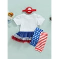 thumbnail image 4 of Genuiskids My First 4th of July Baby Girl Outfit Tulle Tutu Dress Romper+Star and Stripe Leg Warmer+Headband 3Pcs Newborn Clothes 0-18M, 4 of 9