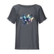 thumbnail image 4 of Blusa de manga corta con estampado regular de flecos y cuello redondo de algodón y cáñamo para mujer OAVQHLG3B Store  lin121212, 4 of 5