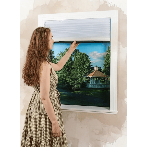 Light Filtering Cordless Pleated Window Shades, Easy Up & Down Window Blinds, 30"W x 64"H (Fits 16"-30" Width), Easy Trimming & Installation, White, 2-Pack