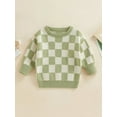 thumbnail image 2 of Gzhioc Toddler Girls Boys Spring Autumn Sweater Long Sleeve O Neck Checkerboard Print Knitwear,0-6 Years, 2 of 8