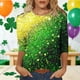 thumbnail image 2 of Imprimir el Día de San Patricio de las Mujeres Suelto Casual 3/4 Manga Cuello Redondo Camiseta Suéter, Poliéster No Estructurado Top para la Fiesta, 2 of 6
