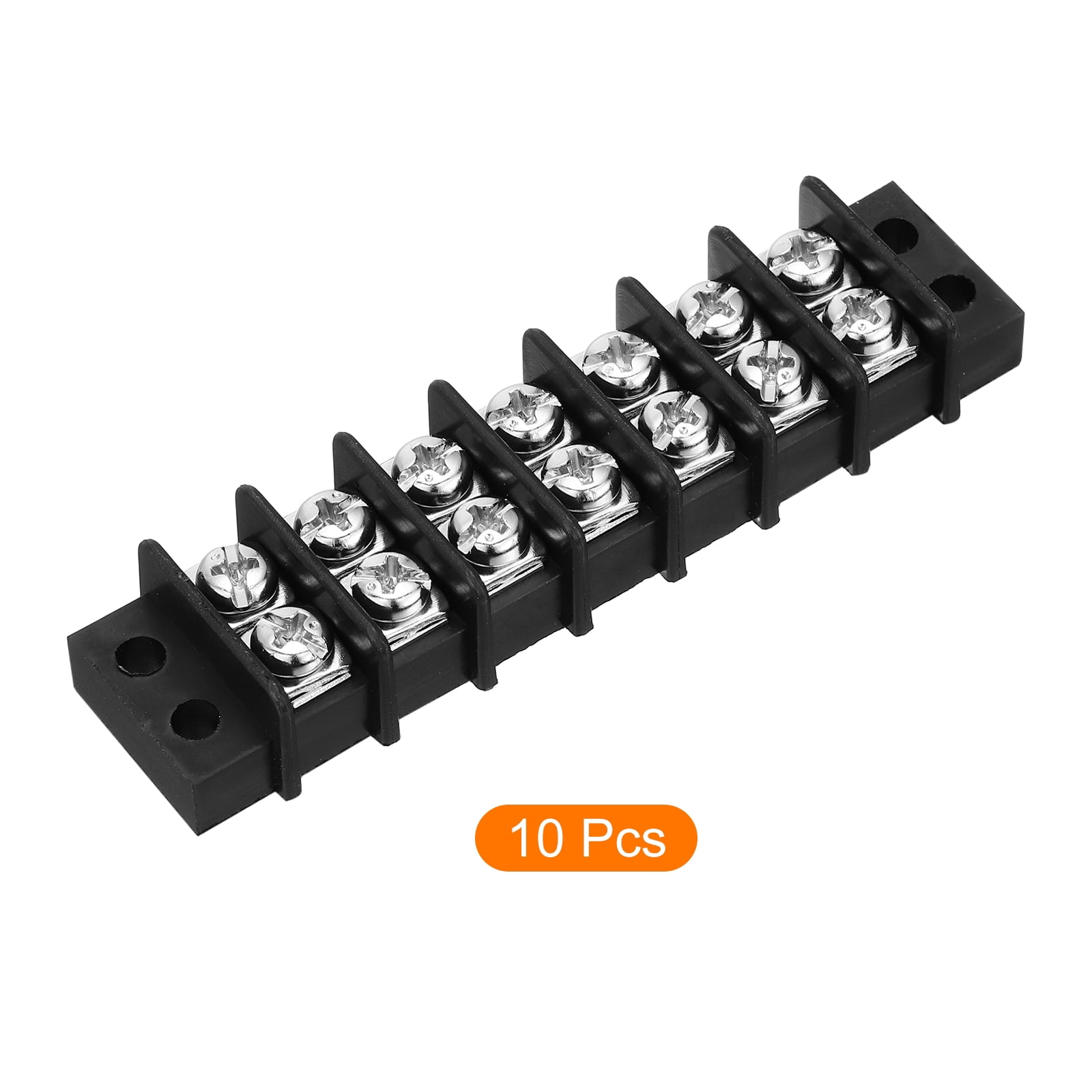 10 Pcs 7 Positions Terminal Block 300V 20A 9.5mm Pitch Dual Rows 7 Circuits DIN Row Screw Terminals Strip