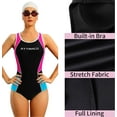 thumbnail image 5 of Attraco Women's One-piece Sports Swimsuit Color Block Water Aerobic Swimwear Bathing Suit, 5 of 6