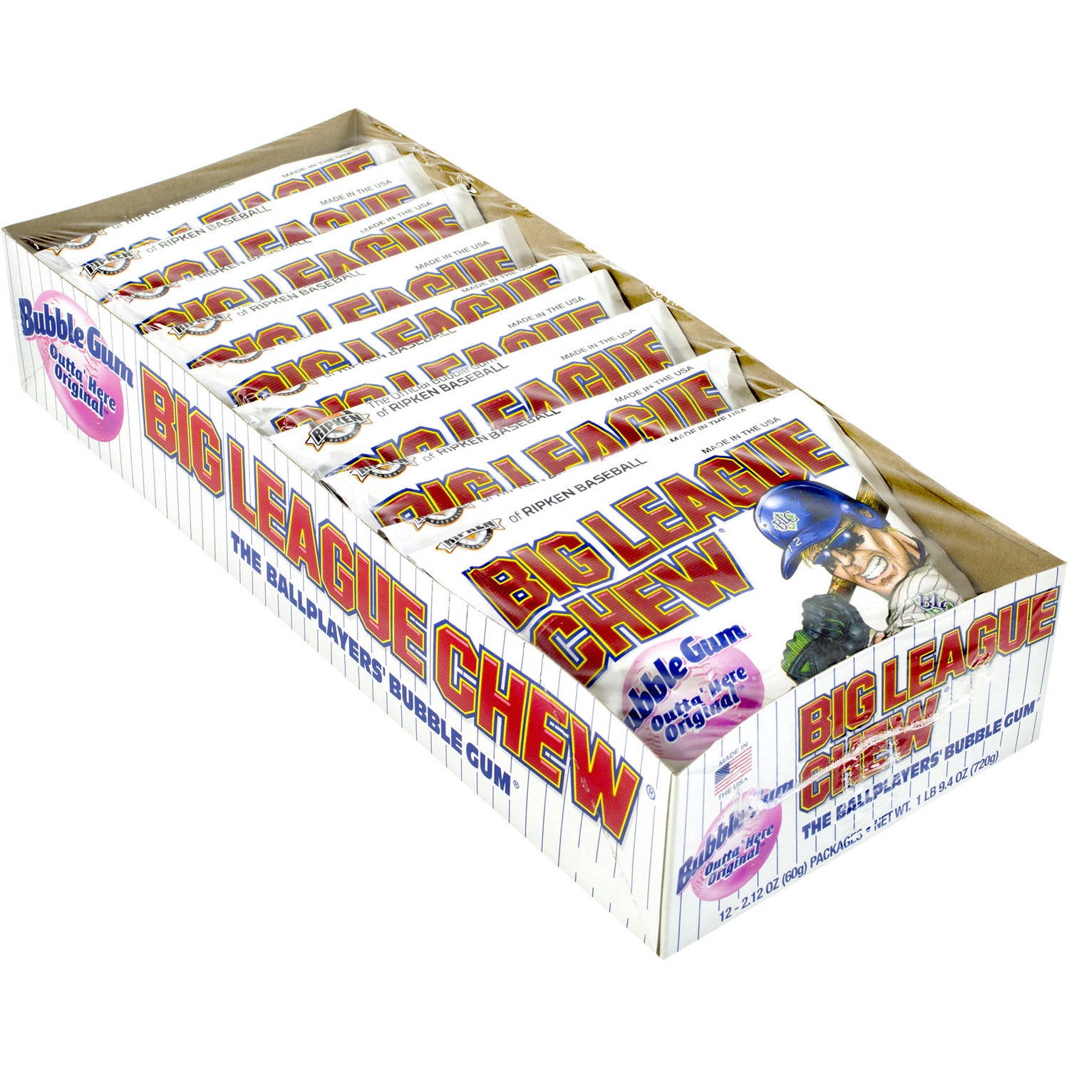 Big League Chew Original Bubble Gum, 2.12 oz, 12 count by Ford Gum