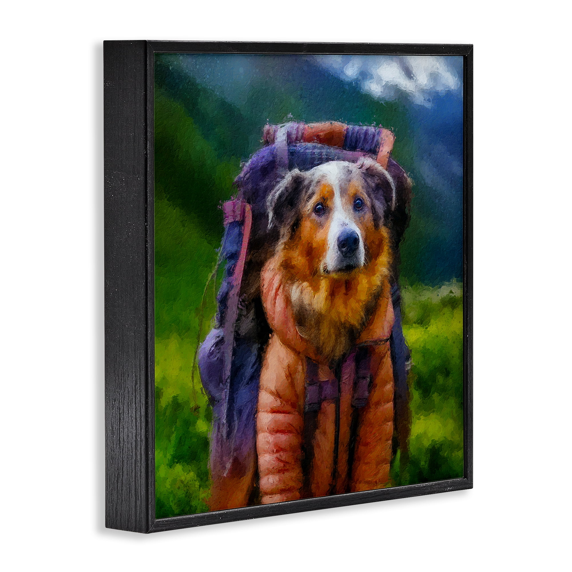 Stupell Industries Backpacking Hiker Dog Black Framed Giclee Art, design by Sean Parnell
