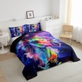 thumbnail image 5 of Cute Horse Twin Comforter Set Purple Galaxy Bedding Set Twin, Chic Butterfly Bedding Comforter Sets Farm Animal Duvet Set, Univers Glitter Stars Quilted Comforter, 5 of 7