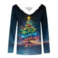 thumbnail image 5 of qelini Graphic Shirts for Women Xmas Tree Print Furry V Neck Pullover Christmas Long Sleeve Tops Funny Holiday Clothes, 5 of 5
