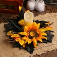 thumbnail image 4 of Halloween Decorations Halloween Wreath Artificial Sunflower Wreath Halloween Candlestick Decoration Garland Decoration Piece Ghost Festival Table Candle Decoration Ring Arrangement, 4 of 7