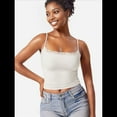 thumbnail image 4 of Camisola Básica de Encaje para Mujer, Cuello Cuadrado, Sin Mangas, Tirantes Finos Crema L, 4 of 6