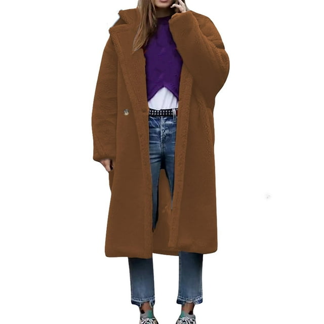 LOVZFMLL Vestes pour Femmes Manteau à Manches Longues en Cheveux d'Agneau Col Chaud