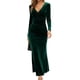 thumbnail image 1 of Qarigey Vestido de noche elegante con cuello en V para mujer con mangas largas Vestido ajustado elegante de manga larga Vestidos verde negruzco METRO, 1 of 6