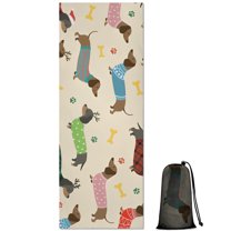 Colorful Funny Dachshund Hot Yoga Mat Towel Non Slip for Hot Yoga - Quick-Drying Yoga Mat Cover with 4 Corner Pockets with Travel Bag - Hot Yoga Towel Non Slip Grip Moisture Wicking Sweat 70"x26"