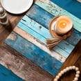 thumbnail image 3 of Spring Sunflowers Table Runner - 108 Inch Long Yellow Floral Turquoise Farmhouse Wood Grain Cotton and Linen Blended Dress Scarves Farmhouse Table Runner for Kitchen Dining, Coffee Table, 13" x 108", 3 of 8