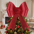 thumbnail image 6 of Red Sequin Christmas Bow, Large Metallic Glitter Decoration in 4 Sizes for Wreath, Tree, Garland, Door, Gift Box and Holiday Decor, 6 of 6