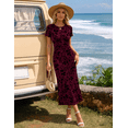thumbnail image 4 of otnbgsr Women Floral Maxi Dress 2026 Summer Mesh Bodycon Long Dress Ruched Casual Beach Vacation Party Dress, 4 of 7