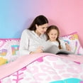 thumbnail image 5 of meiyoeat Ice Cream Initial P Alphabet 7-Piece Twin Bedding Sets For Kids,Watercolor Baseball Pink Leopard Animal Print Bedding Comforter Set,Pink Reversible, 5 of 7