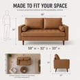 thumbnail image 5 of Koby Home's X Collection Stanley Modern Button-tufted Loveseat, Upholstered in Faux Leather with Track Arms, Cushion Back, and Wooden Legs, 2-Seater for Small Space, Tan Brown Color, 5 of 10