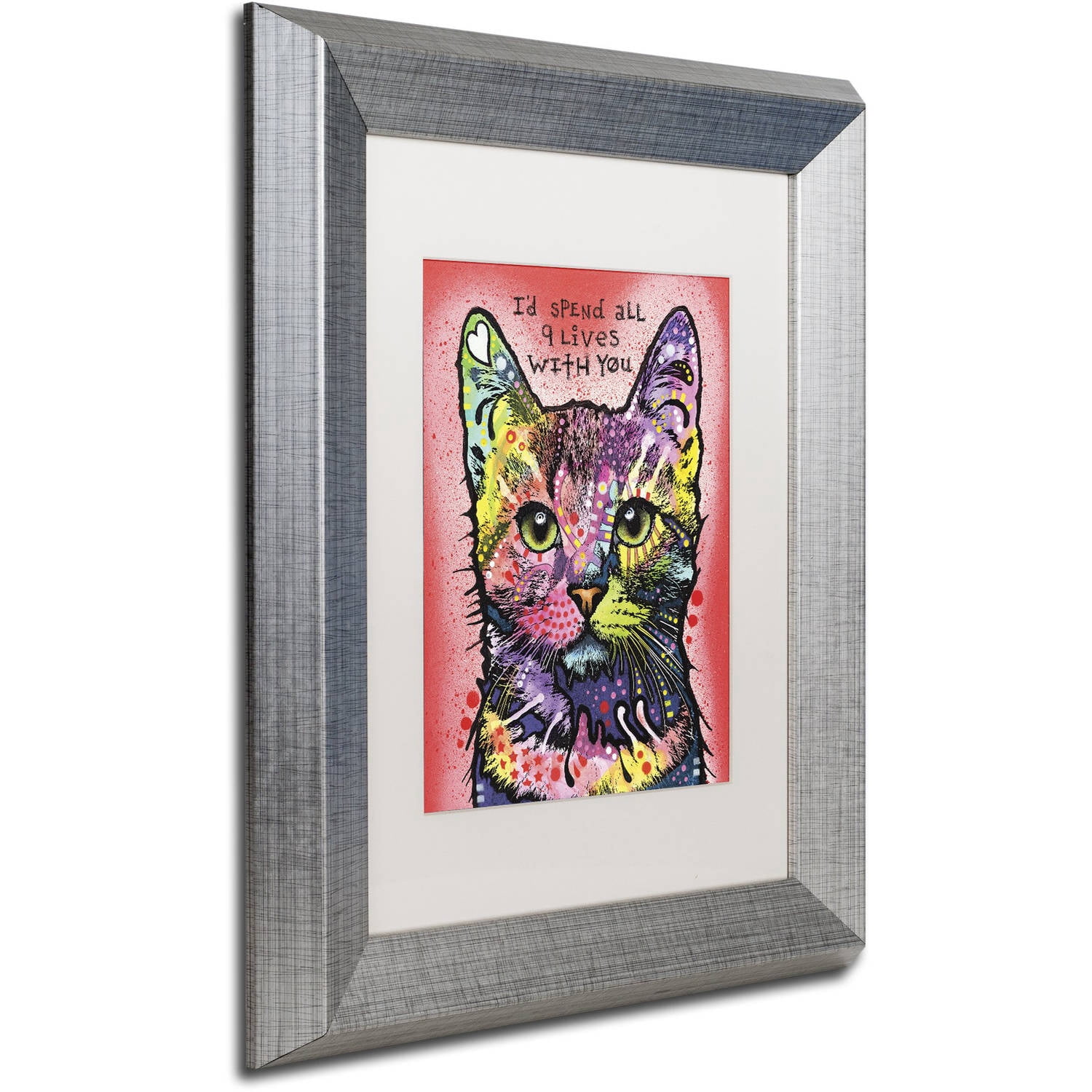 Trademark Fine Art '9 Lives' Canvas Art by Dean Russo, White Matte, Silver Frame