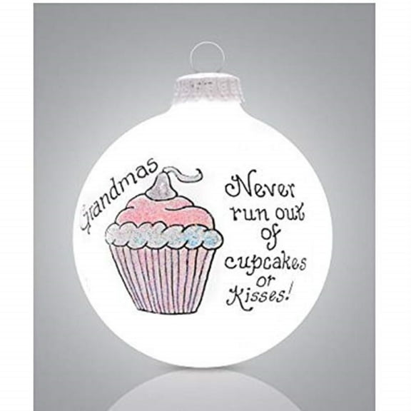 Grandma Never Run Out of Cupcakes of Kisses Glass Ball Christmas Ornament USA