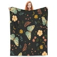 thumbnail image 5 of LNWH Moths Leaves Seamless Floral Pattern Throw Blanket, Flannel Sofa Blankets for All Seasons, 50"x40", 5 of 8