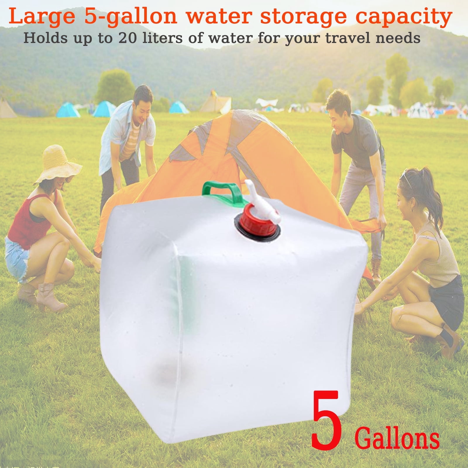 MKDAQIQIU Water Storage Containers 5-Gallon Camping Water Storage with Fold-A-Carrier, Collapsible ,20L