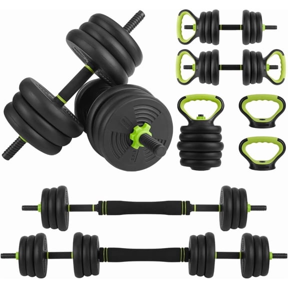Juiluna 4 in 1 Adjustable Dumbbell Set, 44LBS Free Weight Set Used as Dumbbell, Barbell, Kettlebell and Push-up, Home Gym Fitness Workout Equipment for Men and Women black