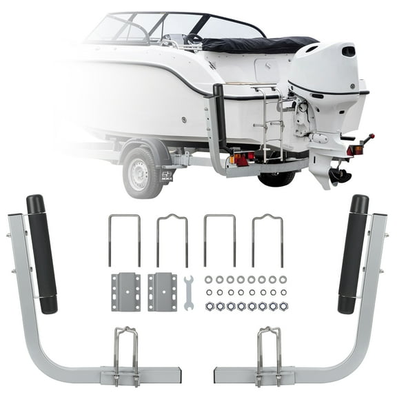 Telyswee 2PCS Heavy-Duty Boat Trailer Guides with 20" Carpeted Bunk Boards Kit for High Beam, Box, or C-Channel Trailers - Includes Mounting Frames & Installation Hardware
