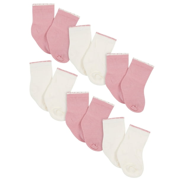 Modern Moments by Gerber Baby Girl Wiggle Proof Organic Cotton Blend Socks, 6pack