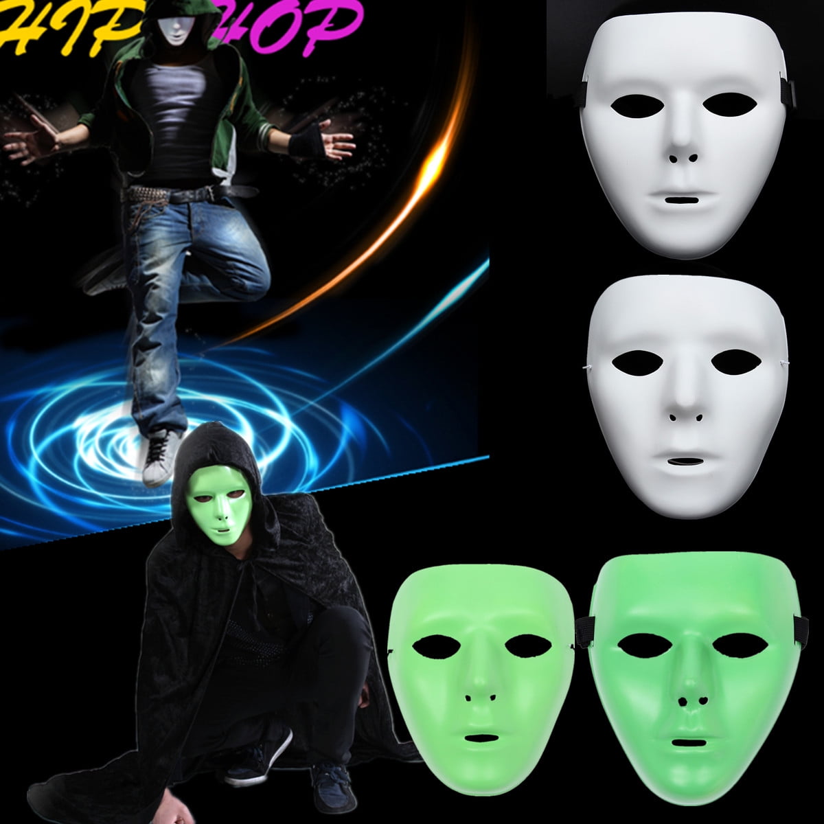 Luminous Face Mask Light Up Dance Cosplay Decor Halloween Face Mask Masquerade Costume Mask Halloween Rave Party Mask Walmart Com Walmart Com