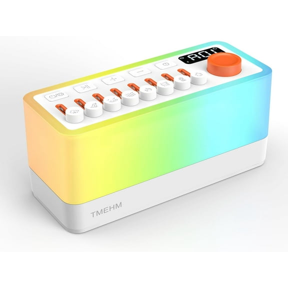 White Noise Sleep Sound Machine with 8 Nature Sounds, Portable Bluetooth Speaker, 12 Colors Night Lights, Sleep Timer & Breathing Exercises, for Babies, Kids, and Adults