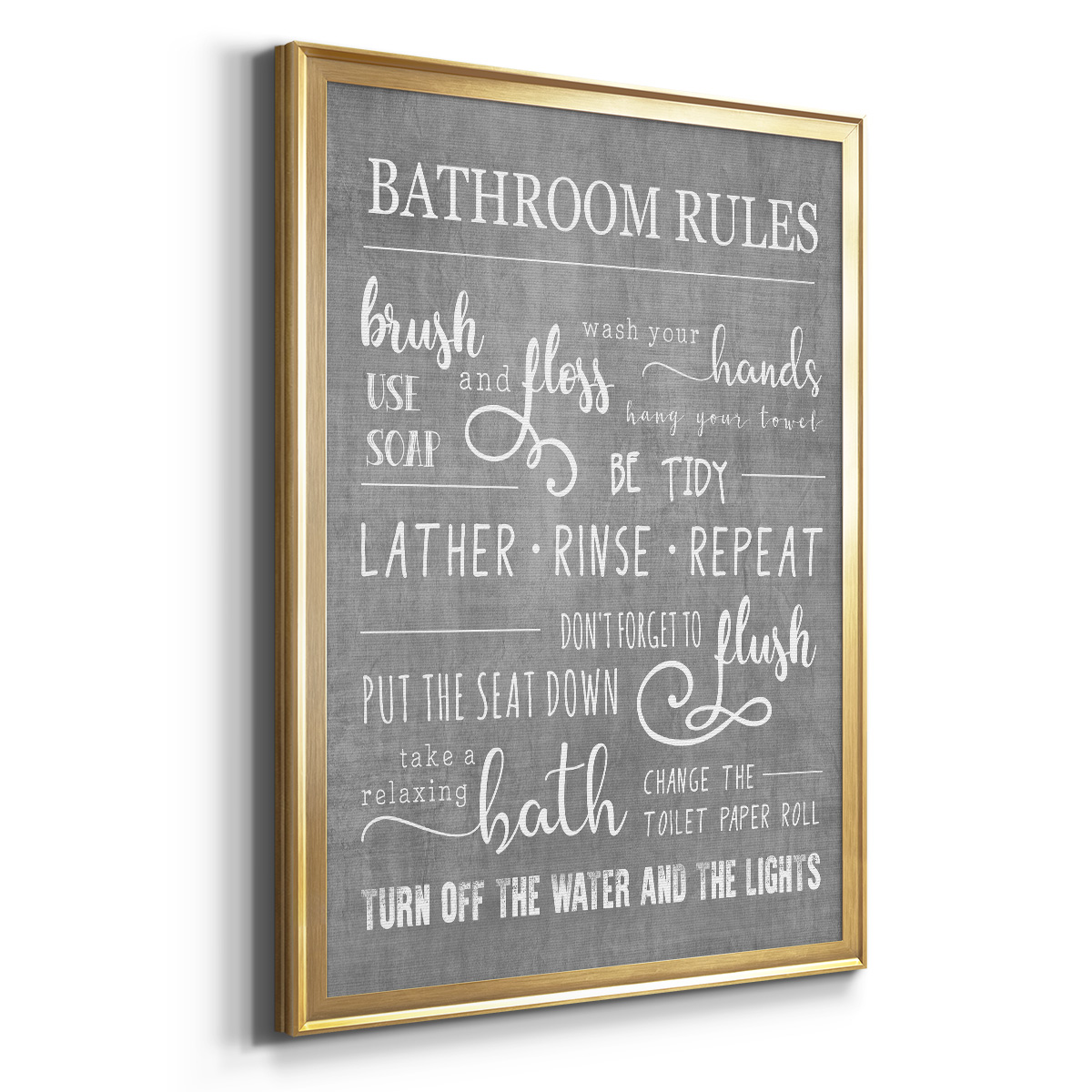Neutral Bathroom Rules Premium Framed Print - Ready to Hang