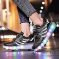 thumbnail image 5 of Chaussures à Roulettes Lumineuses à Double Roue Usb Rechargeables pour Patinage Noir/rose, 5 of 5