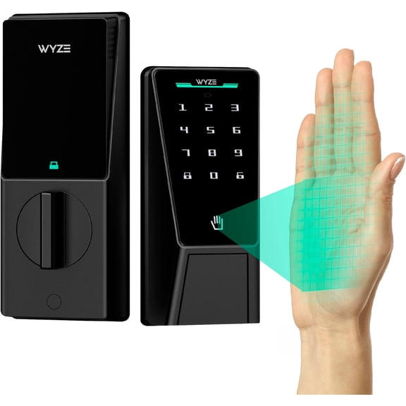 Restored Wyze Palm Lock Smart Door Lock with Palm Vein Recognition, Keypad, Auto Lock, Dual Battery, Wi-Fi, BHMA3 Certified (B Grade) (Refurbished)
