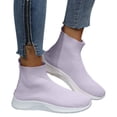 thumbnail image 3 of NOKIO Socks Sneakers for Women Comfortable Knit Ankle B𝗈𝗈𝑡𝑠 S𝗅ip On Walking Shoes Lightweight Tennis Running Shoes High Top Sneaker with Soft Sole for Summer and Autumn, 3 of 6