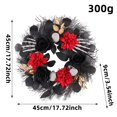 thumbnail image 3 of Gothic Skull Wreath, Halloween Party Decor, 18" Black Red Artificial Rose Front Door Wreath with Maple Leaves Skeleton Hands Accents, Spooky Wall Hanging Home Decor Indoor Outdoor for Fireplace Porch, 3 of 8