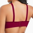 thumbnail image 4 of Thredzr Women's Ribbed Adjustable Wireless Bra Deep Cup Without Steel Rings Front Pleated Bra Push Up Full Back Coverage Underwear Court Style Gathering Comfort Gathered Bralette Wine 36, 4 of 5