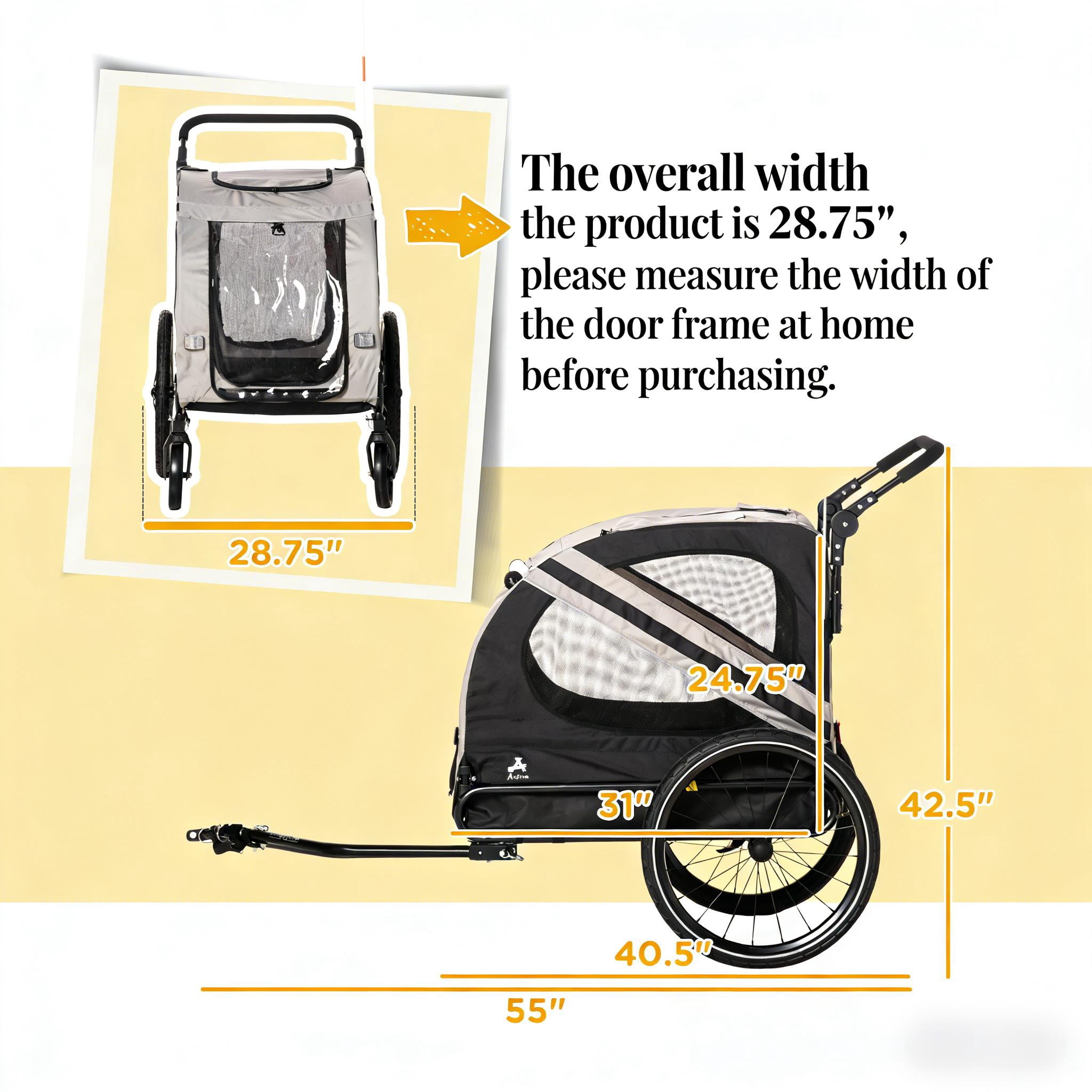 Dog Stroller Bicycle Carrier, Pet Bike Trailer