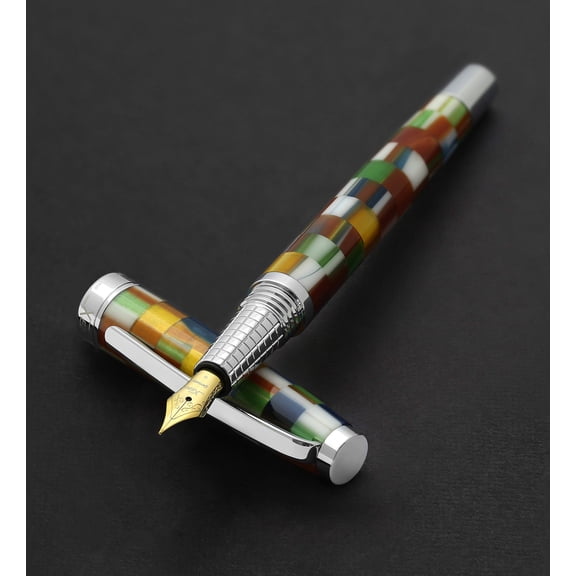 Xezo Urbanite II Acrylic  Brass Fountain Pen (Medium Nib) - Jazzy Multicolor