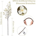 thumbnail image 3 of Paquete de 4 flores artificiales de cerezo, ramas falsas de flor de cerezo, flores de seda en florero, flores de imitación de melocotón blanco, decoración de primavera, 3 of 4
