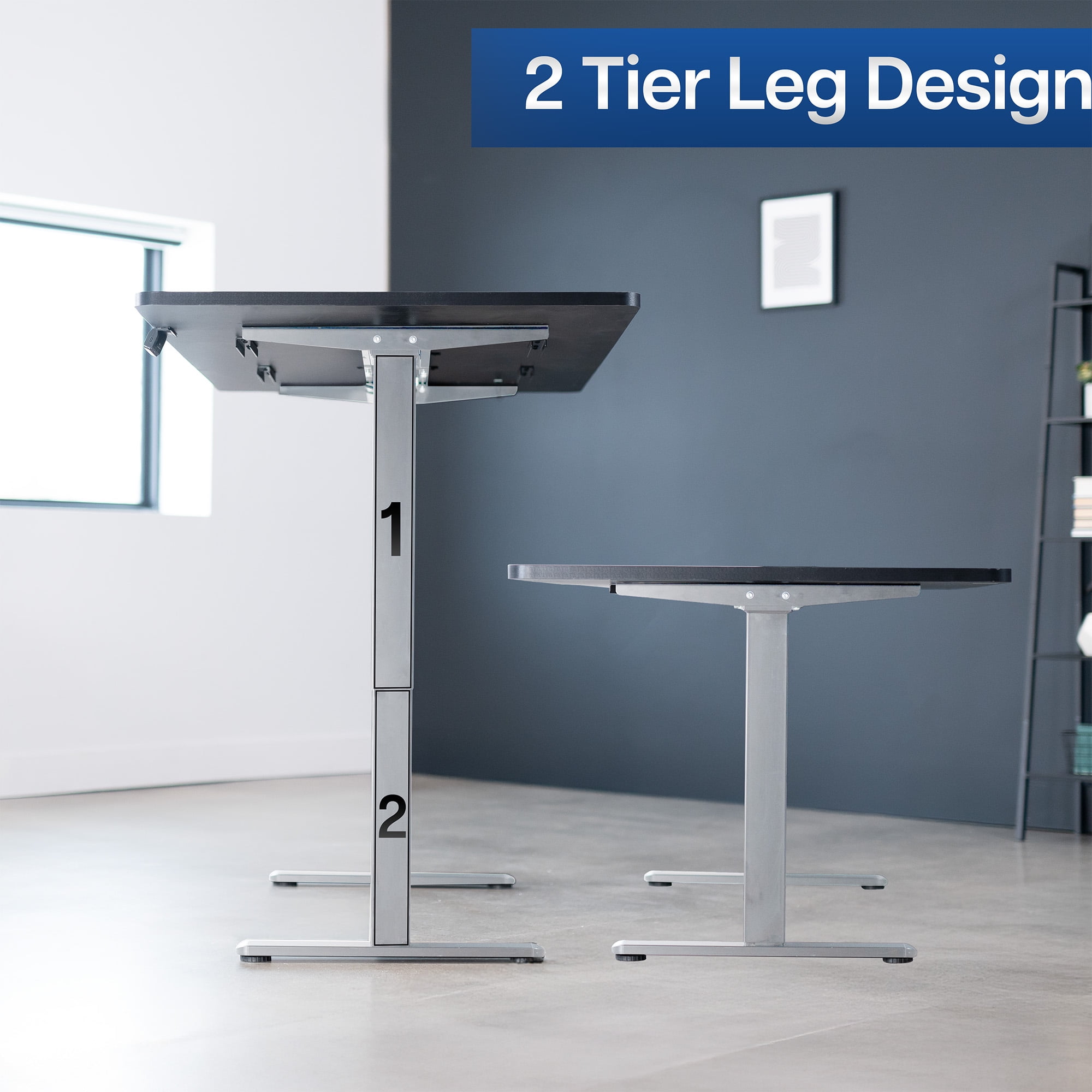 VIVO Electric Dual Motor 71” x 36” Standing Desk, Black Top, Gray Frame
