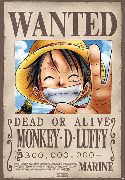One Piece Wanted Poster Luffy Retro Poster Monkey D Luffy | Images and ...