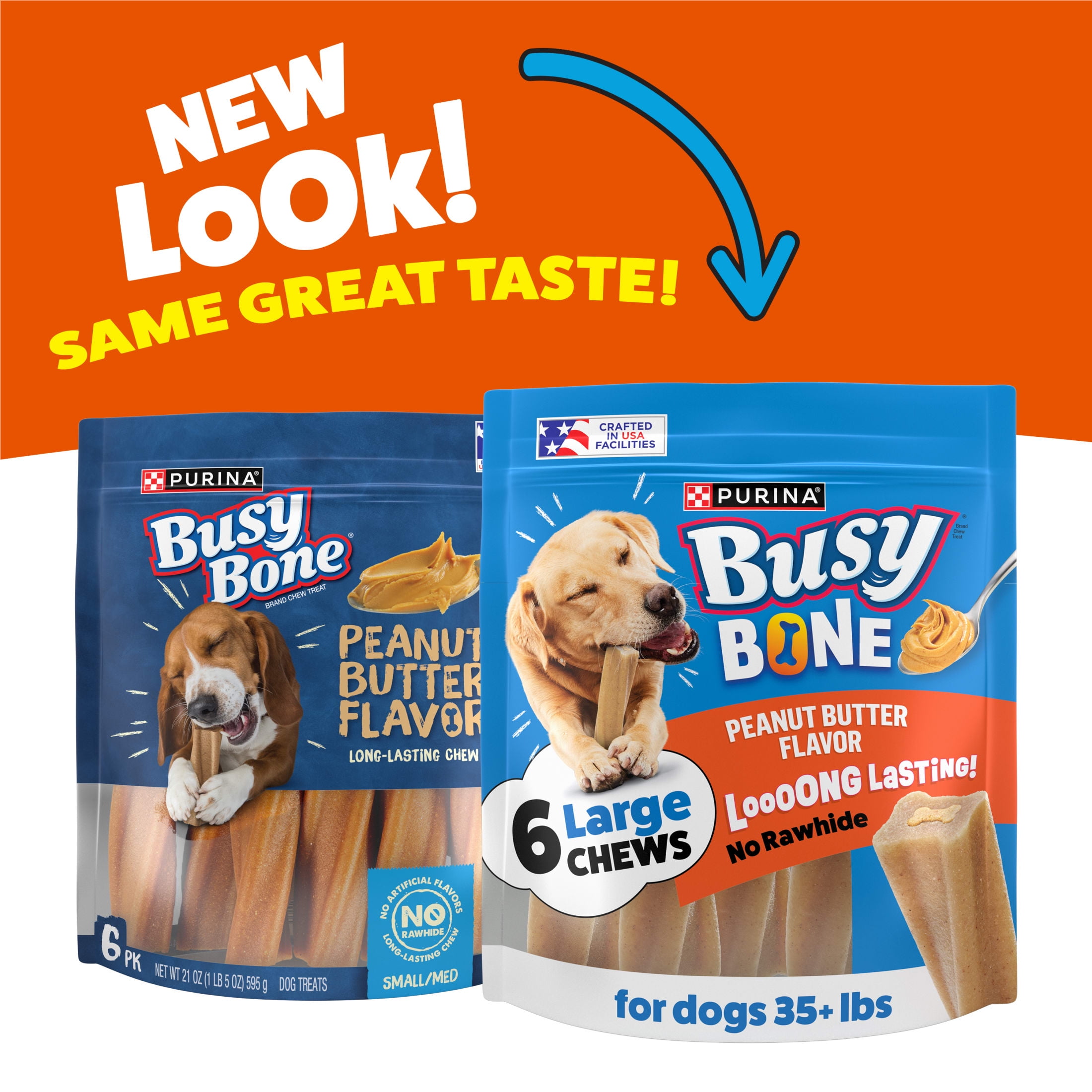 (4 pack) Purina Busy Bone , Long Lasting Small/Medium Breed Adult Dog Chews, Peanut Butter Flavor, 21 oz. Pouch