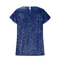 thumbnail image 6 of yoeyez Women's Sequin Tops 3/4 Length Sleeve Womens Top V-Neck Cut-out Shiny Blouse Glitter Sparkly Dressy Tops for Evening Party Blue M, 6 of 7