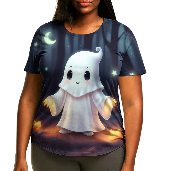 ersvoioy Plus Size Halloween Shirts for Women Cute Graphic Tshirt Crew Neck Short Sleeve Oversized Halloween shirt Party Fall Loose Fit Casual Basic Tee Tops,Size M-5XL Multicolor L