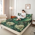 thumbnail image 3 of Erosebridal Animal Green Dragon Full Size Sheets 4-Piece For Boys Girls,Vintage Flowers Bed Sheets For Kids Teens, 3 of 5